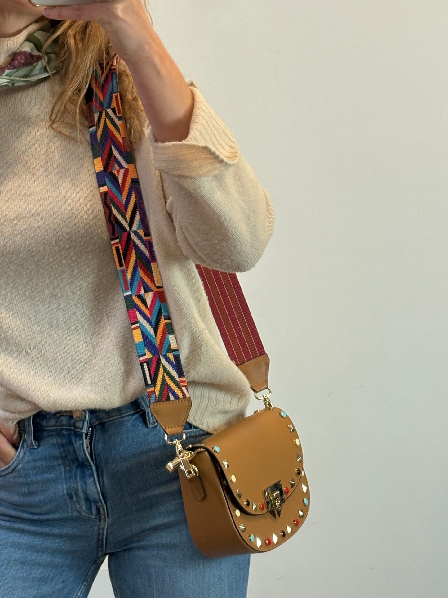 Bolso piel asa multicolor
