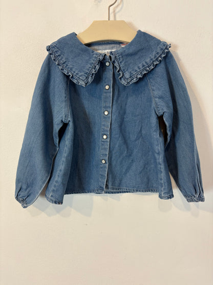 ZARA. Camisa denim cuellos. T 18-24 meses