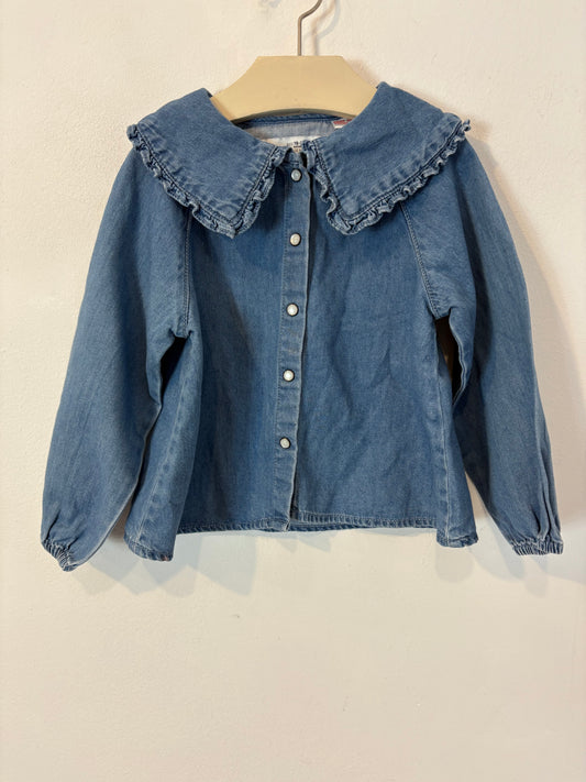 ZARA. Camisa denim cuellos. T 18-24 meses