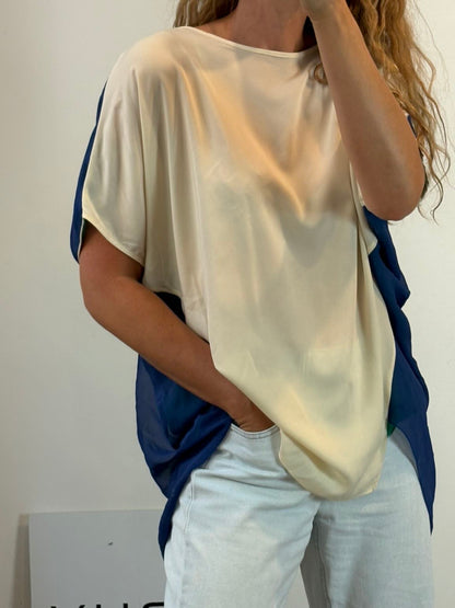 MIWA. Top fluido tricolor  seda