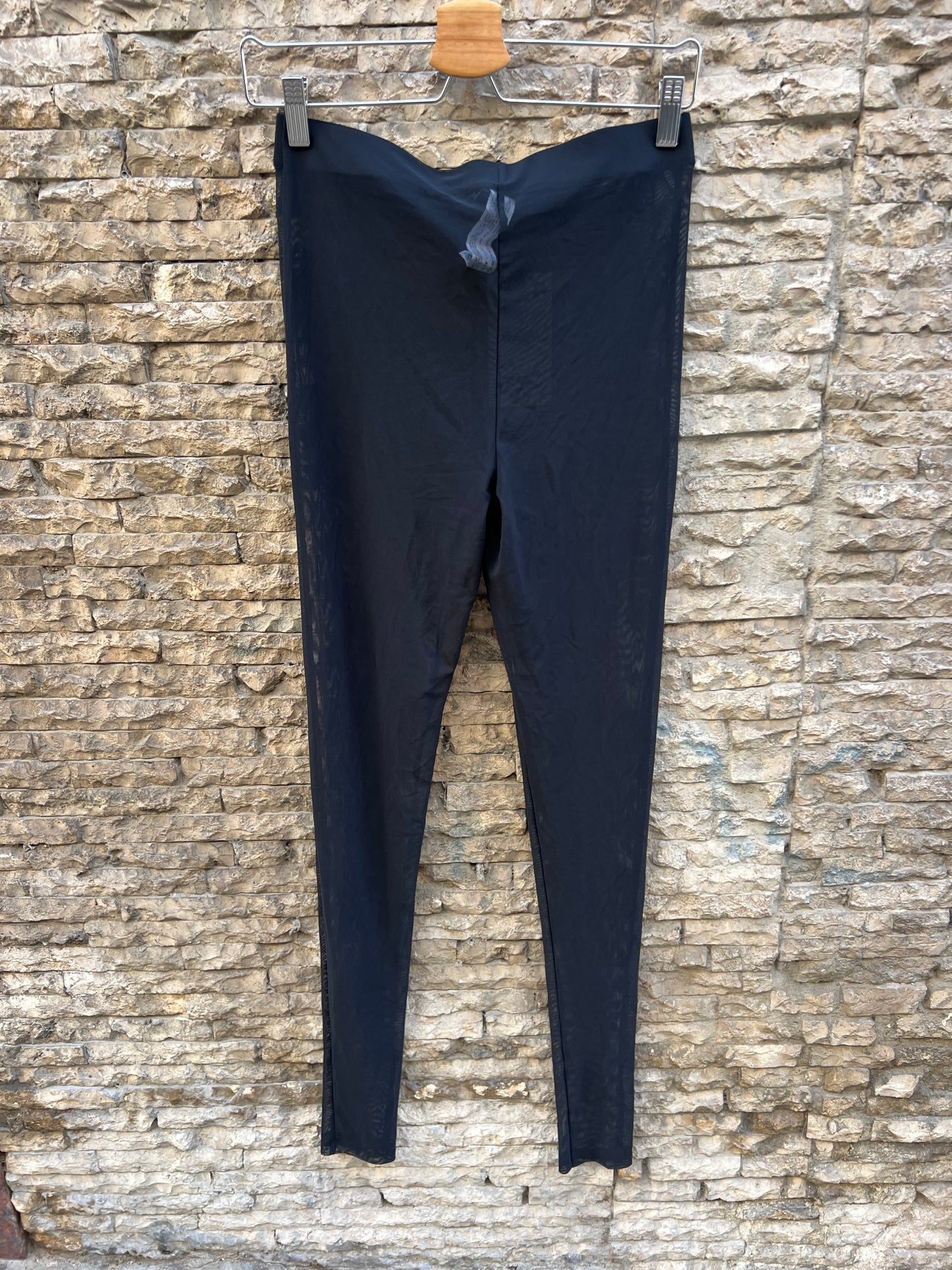 ZARA. Leggins semi transparentes negros. T M