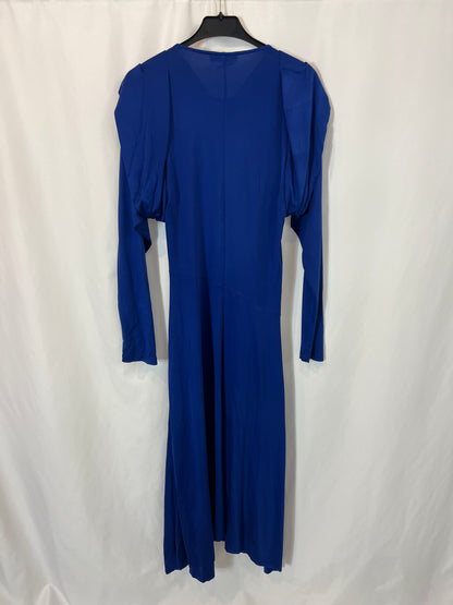 ISABEL MARANT. Flowing Klein blue dress with shoulder detail. Size 36