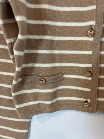 OTRAS. Chaqueta punto beige rayas. TS/M