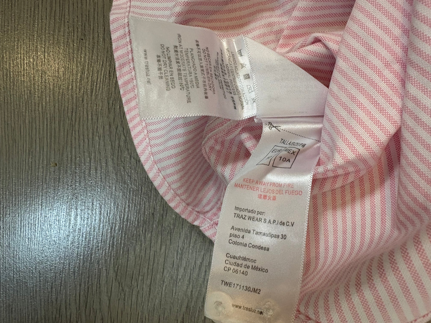 TRASLUZ. Camisa niño rayas rosa y blanca. T 10 años