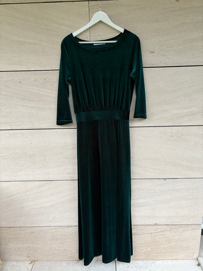 OTRAS. Vestido largo terciopelo verde