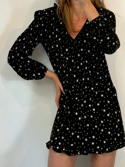 MAJE. Short black dress with stars, size 36