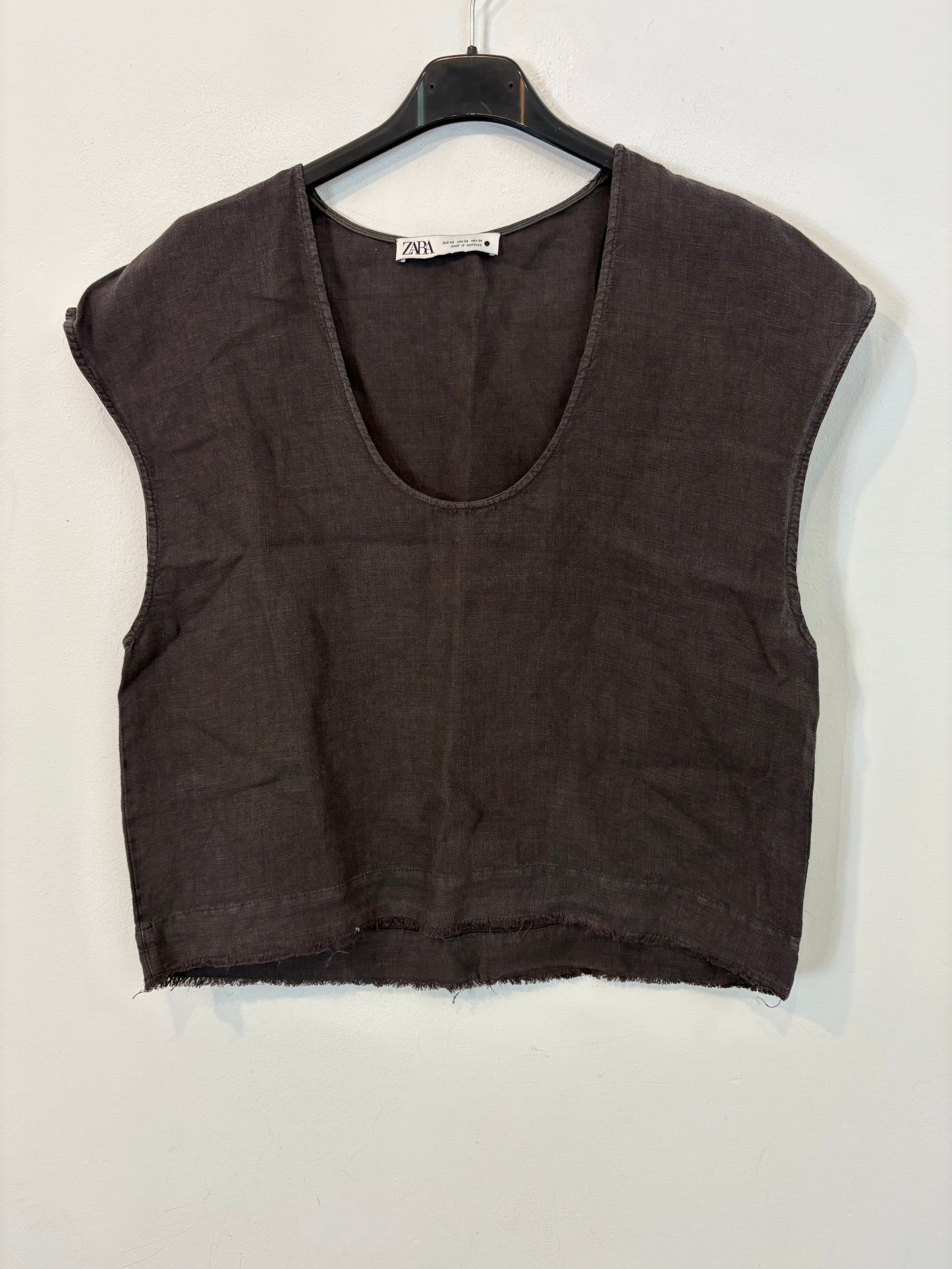 ZARA. Top gris lino. T XS