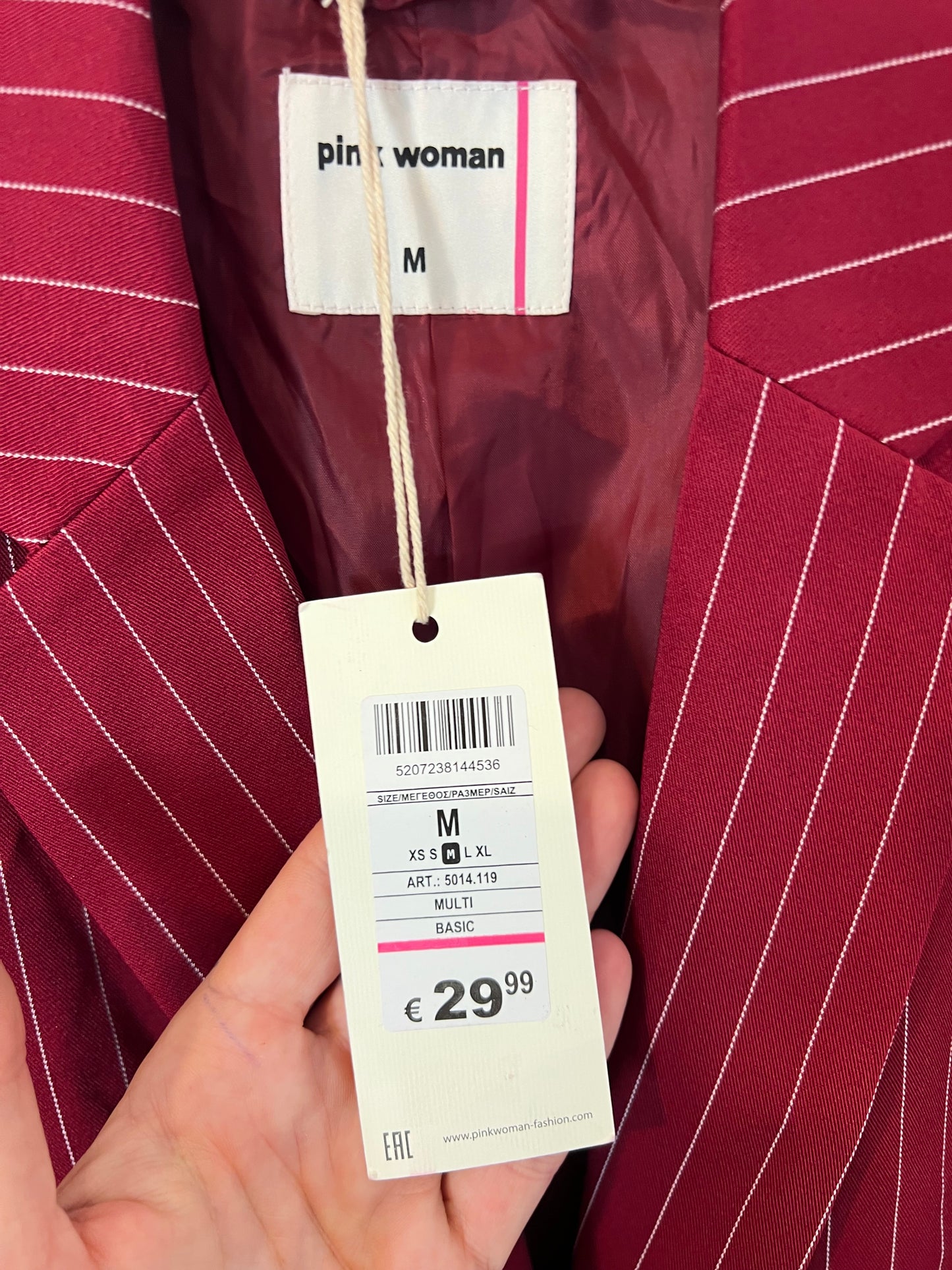 PINK WOMAN. Blazer burdeos raya diplomática. T M