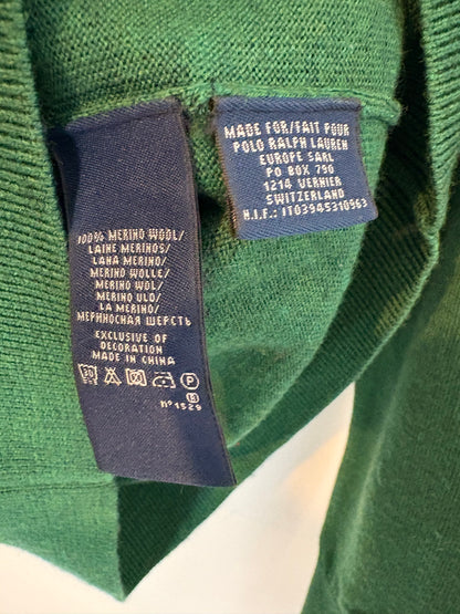 RALPH LAUREN SPORT. Jersey verde lana cuello pico