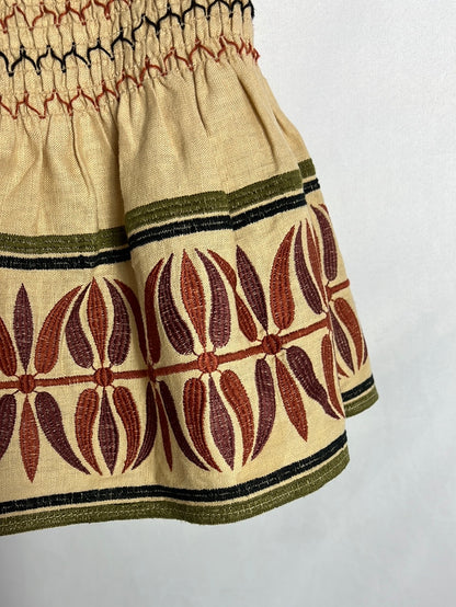 ZARA. Beige embroidered skirt/trousers S.xs