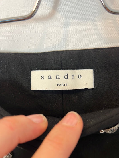 SANDRO. Wide-leg black studded trousers, size 34