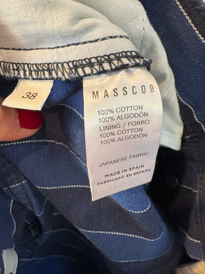 MASSCOB. Pantalón azul rayas detalle botones