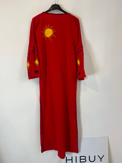 SENSISTUDIO.Vestido largo bordado rojo T.s