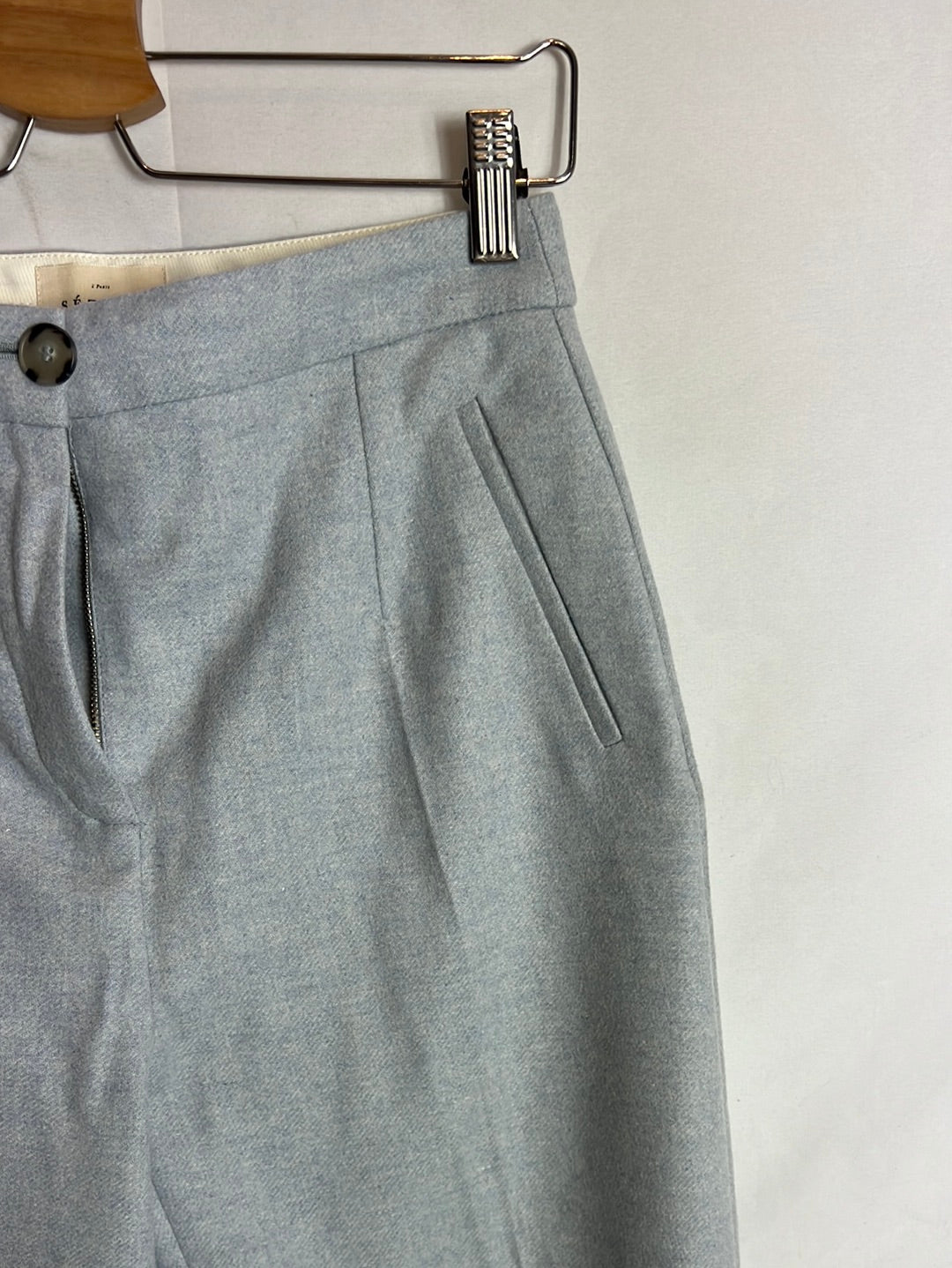 SÉZANE. Light blue mottled wool trousers. Size 36 (Tara)