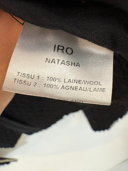 IRO. Chaqueta negra lana y piel