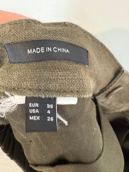 MASSIMO DUTTI. Bermuda lino caqui