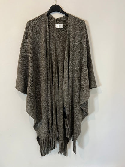 MARKS&SPENCER. Poncho punto gris hilos