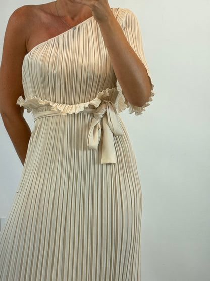 UTERQÜE. Vestido midi plisado. T S