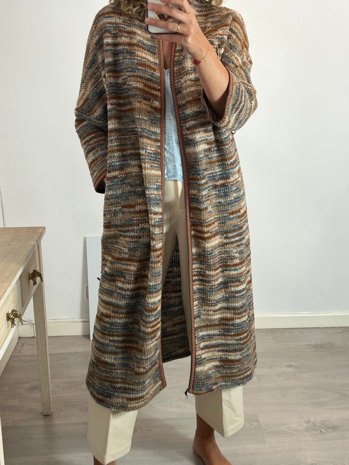 MARGOT. Chaqueta larga punto tonos tierra. T 12 (M/L)