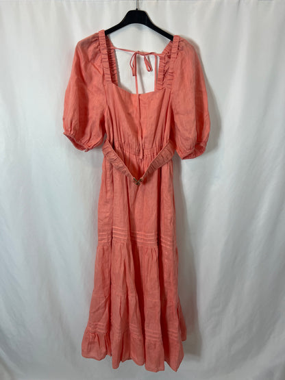 FOREVER NEW. Pink linen ruffle dress. T 36