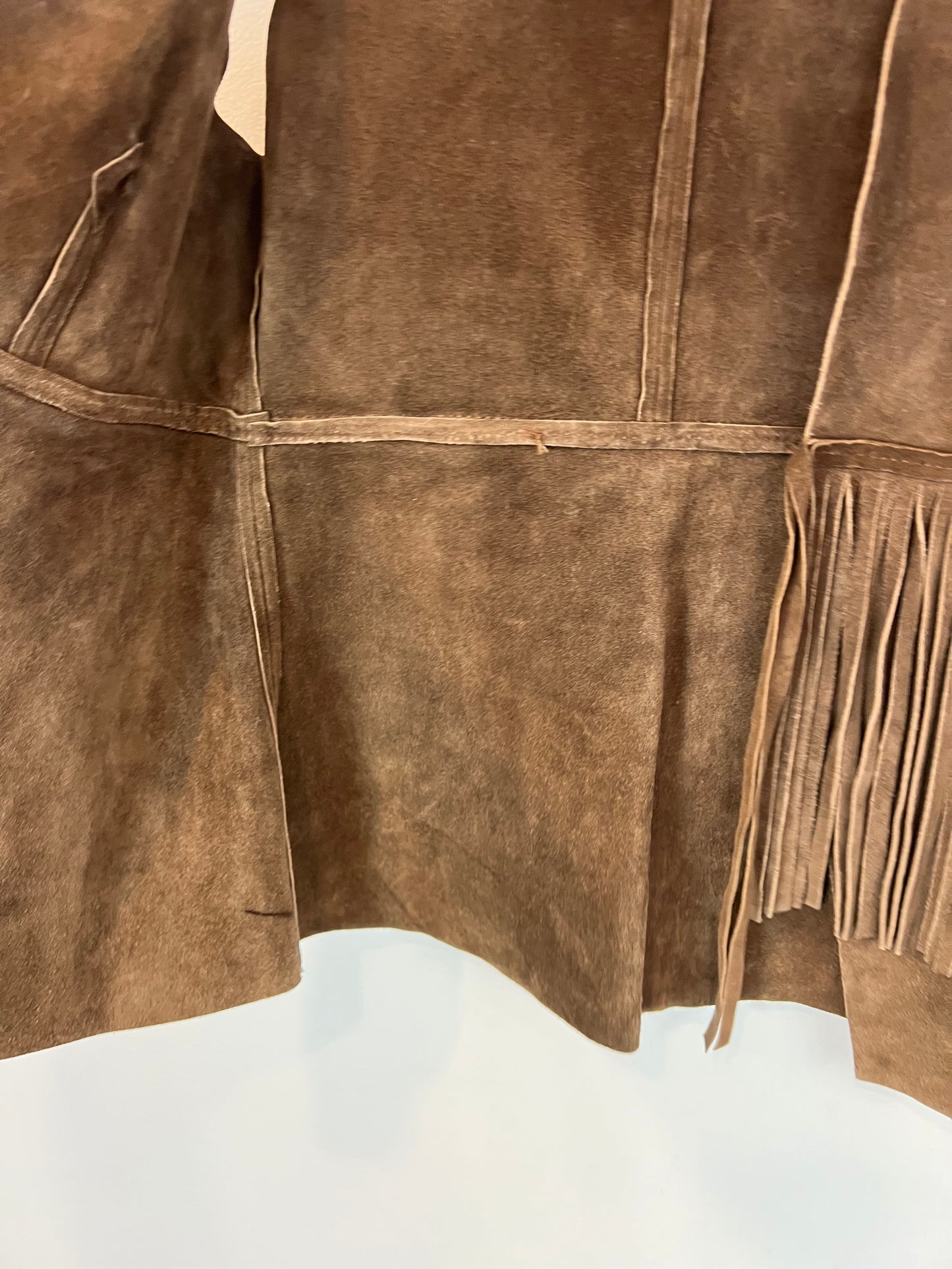 ZARA. Chaleco piel flecos. T M