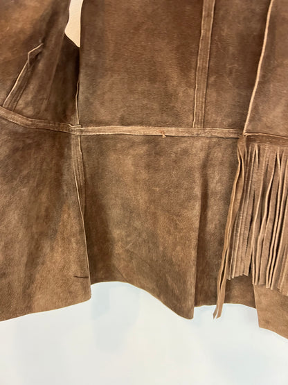 ZARA. Chaleco piel flecos. T M