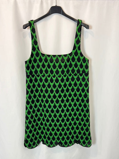 ZARA. Short black and green Ts dress