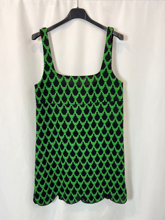 ZARA. Short black and green Ts dress
