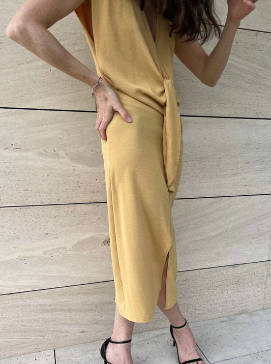 ZARA. Vestido midi apertura lazada. T S