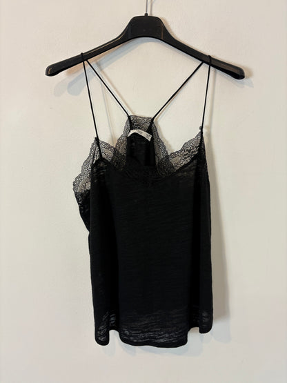 MANGO. Black speckled linen top. TM