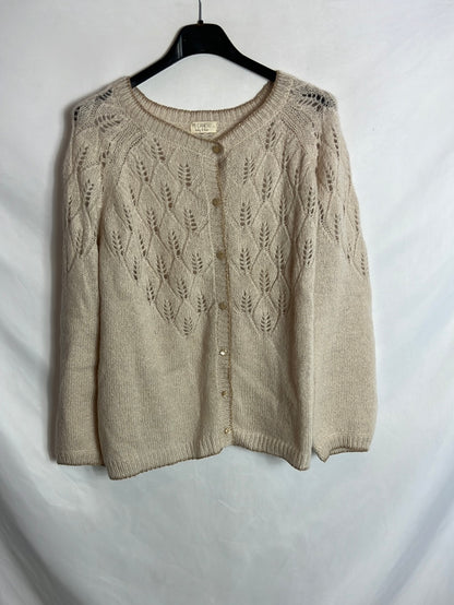 MI CANESÚ. Rebeca beige detalles dorados. T P(S/M)