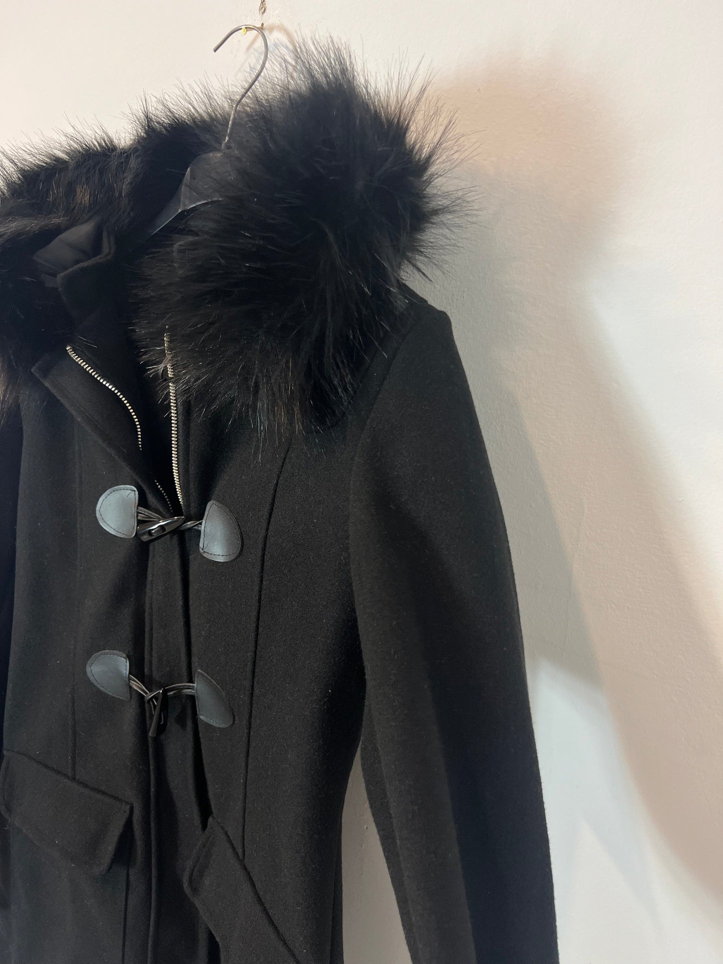 JADE&ME. trenca negra paño  T.s