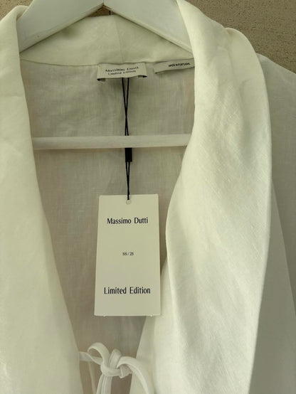 MASSIMO DUTTI Limited Edition. Vestido corto/top  blanco lino lazada
