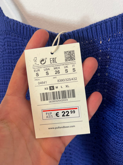PULL&amp;BEAR. Short blue crochet dress. TS