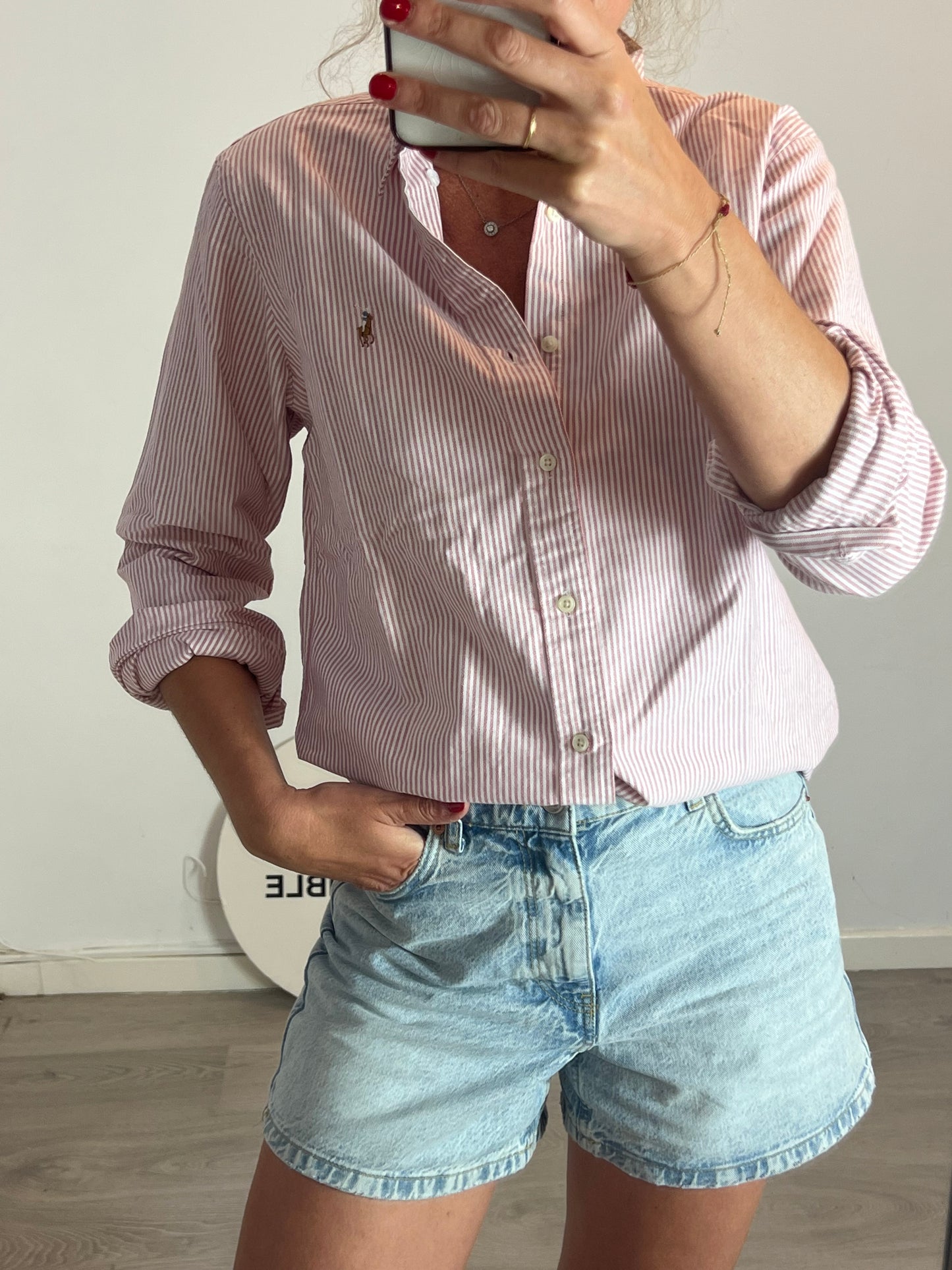 RALPH LAUREN. Camisa rayas burdeos. T S