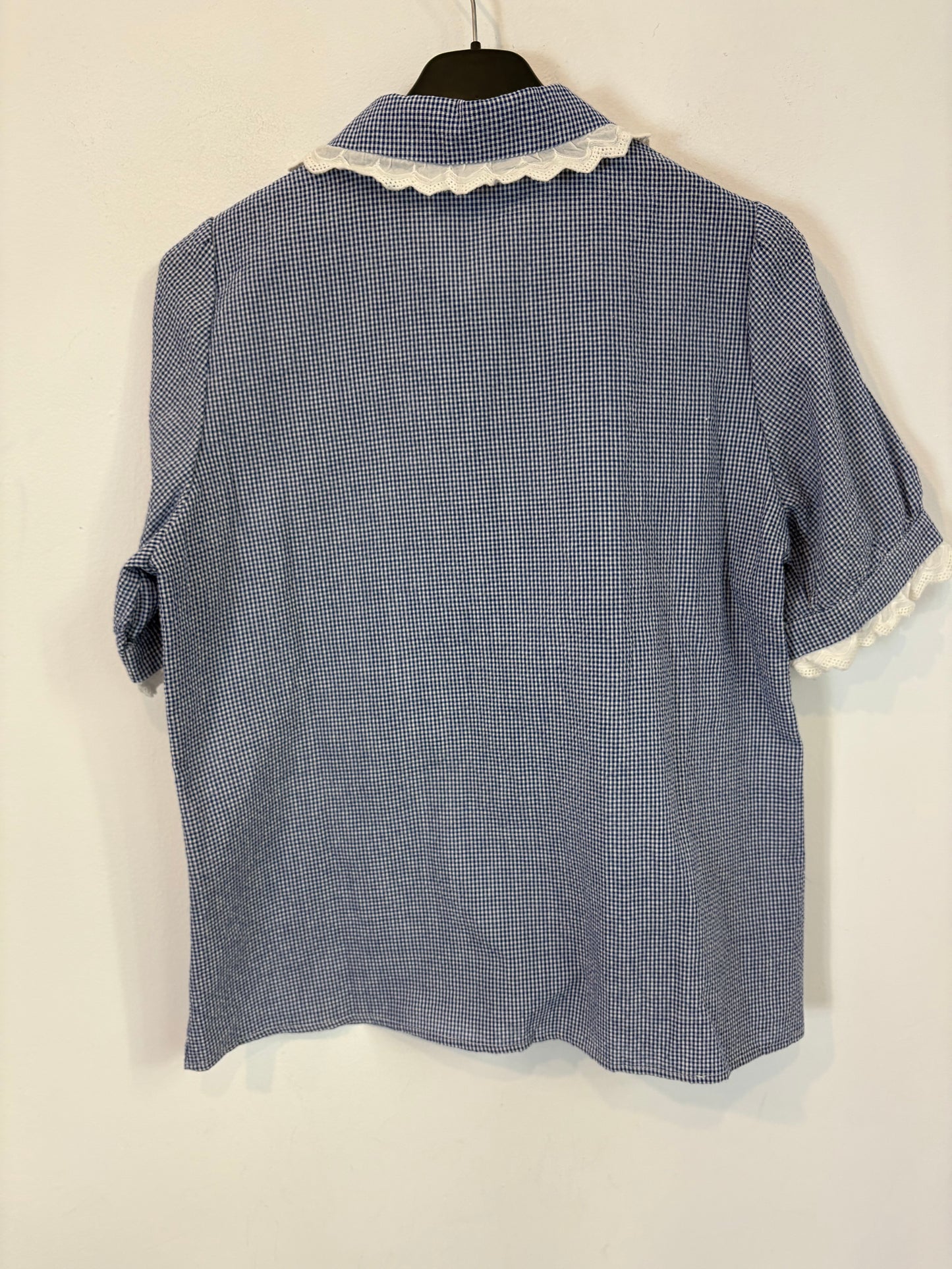 DAZY. Blusa azul cuadros mini. T M/L