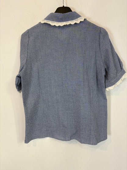 DAZY. Blusa azul cuadros mini. T M/L