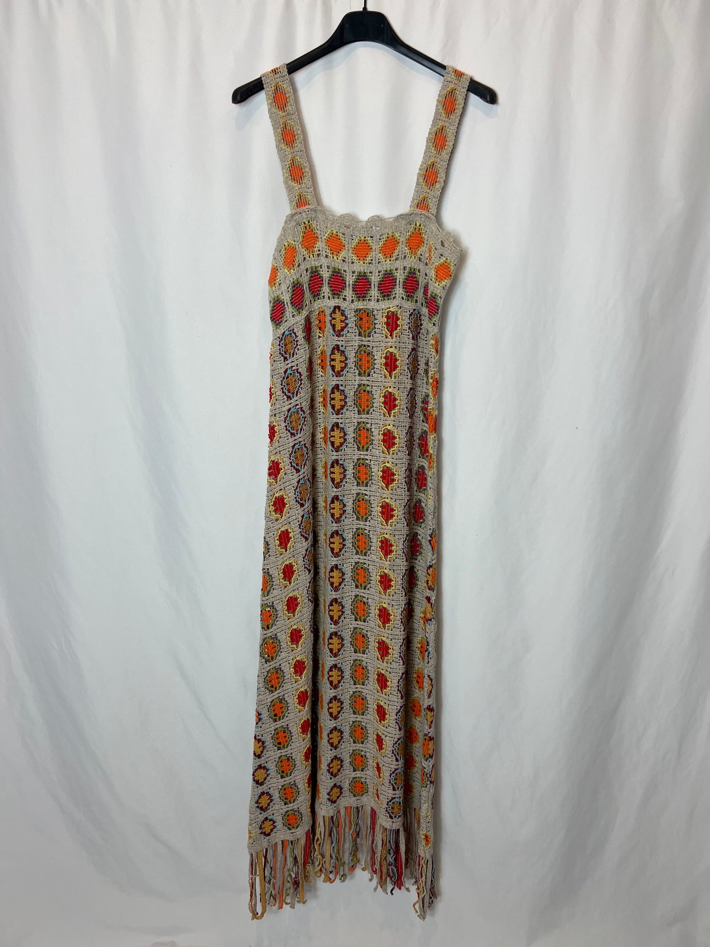ZARA. Vestido crochet colorido. T M