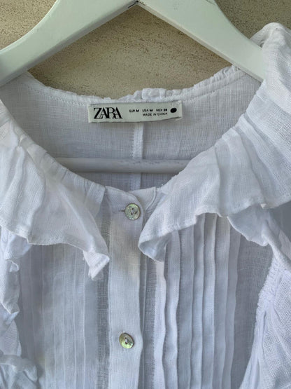 ZARA. Mustard textured back top. TS