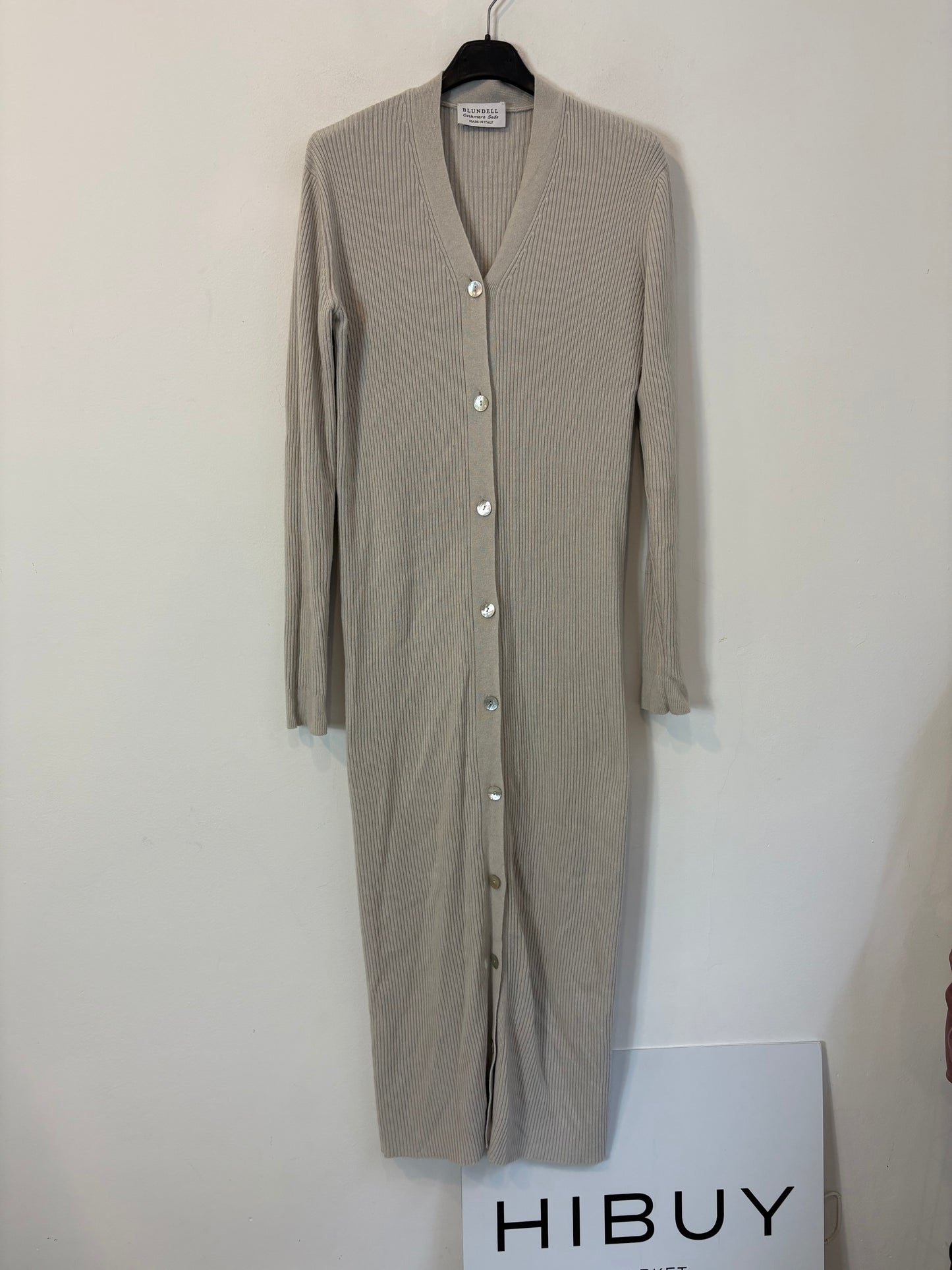 BLUNDELL. Cárdigan largo / vestido canalé con lana y cashmere