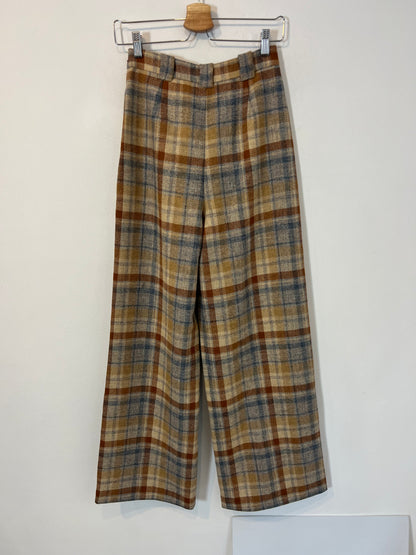 SEZANE. Checked wide-leg trousers size 34