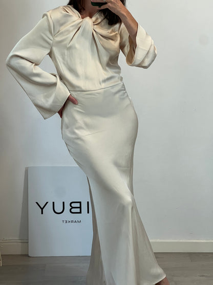 ZARA. Vestido largo beige T.m