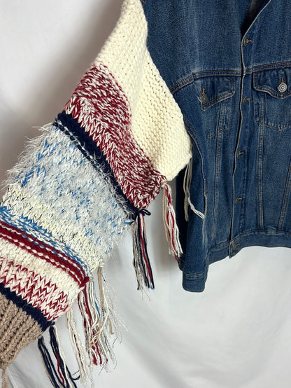 ZARA. Knit-sleeved denim jacket. TS