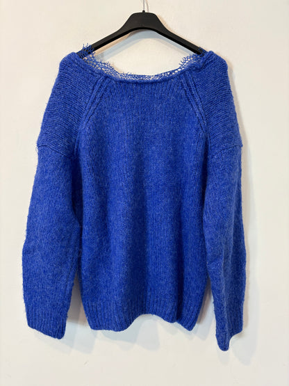 ZARA. Jersey azul  encaje