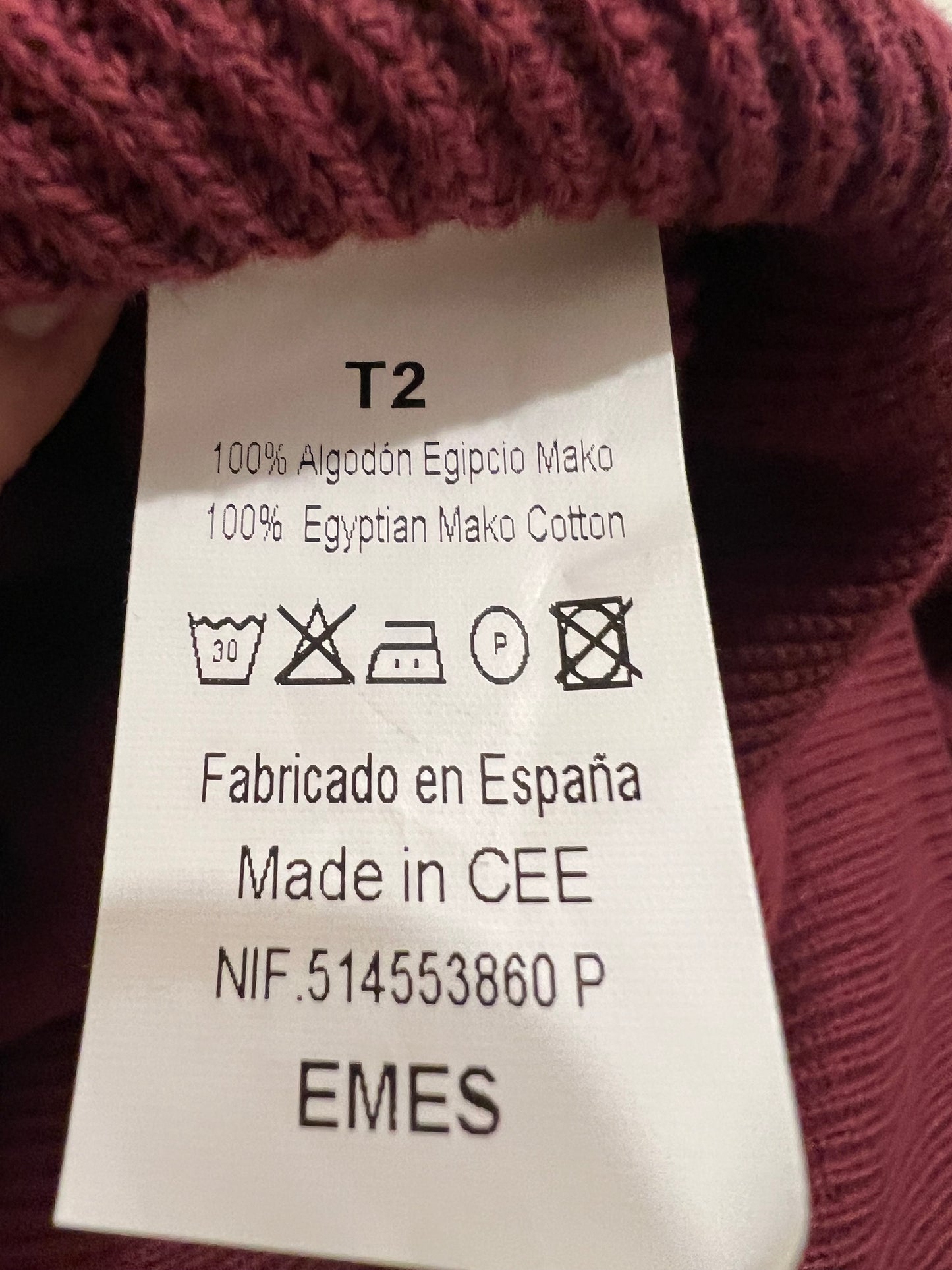 EMES. Jersey algodón burdeos T.2(M)