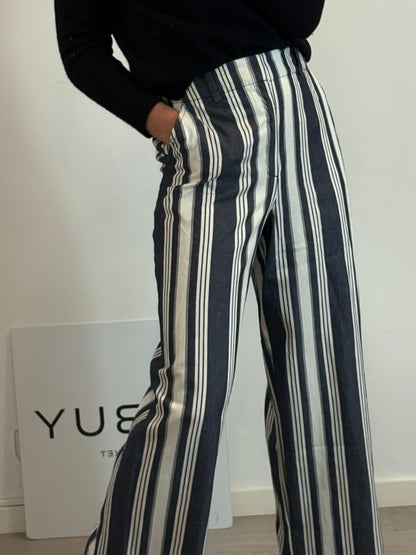 MASSIMO DUTTI. Pantalón azul rayas mezcla