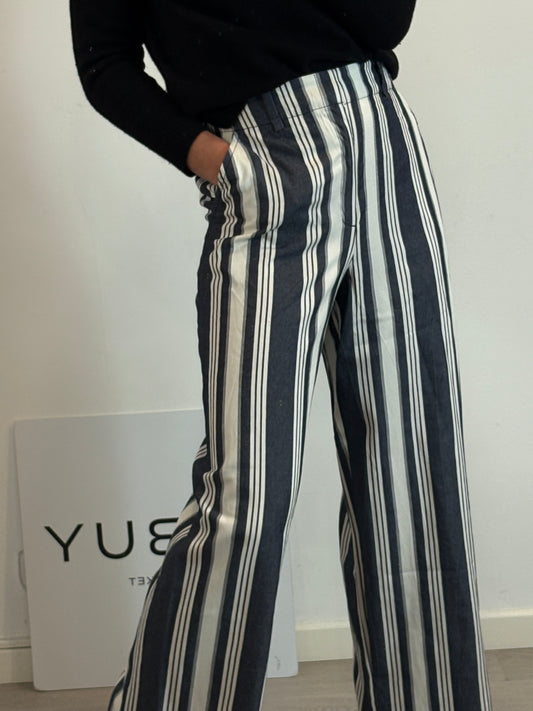 MASSIMO DUTTI. Pantalón azul rayas mezcla