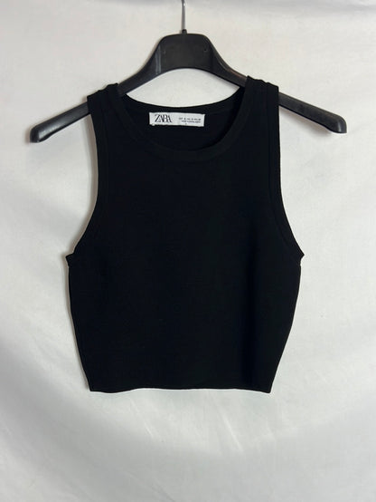 ZARA. Crop top punto negro. T S