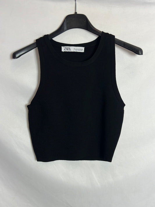 ZARA. Crop top punto negro. T S