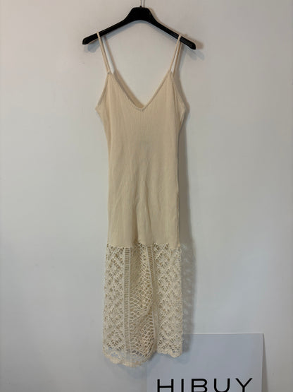 ZARA. Vestido beige doble textura T.s